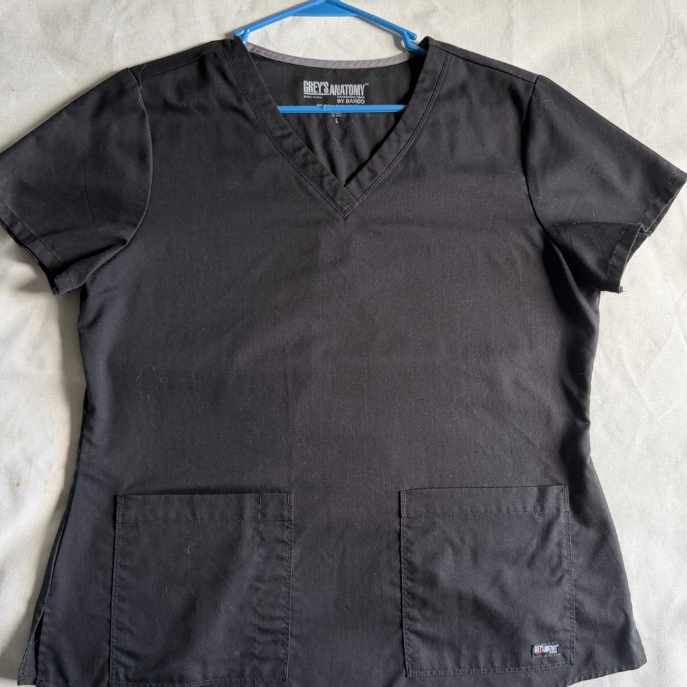 Grey's Anatomy Women's Black Scrub Top- Large